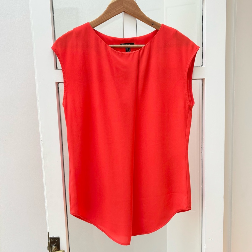Chic Orange Sleeveless Blouse